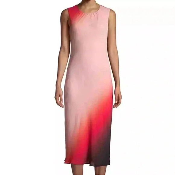 DONNA KARAN pink Ombré Midi Dress size 10 - Picture 1 of 7